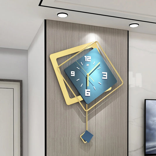 Modern Metal Large Wall Clock Silent Digital Hanging Home Art Decor Simple Green Pendulum Watch