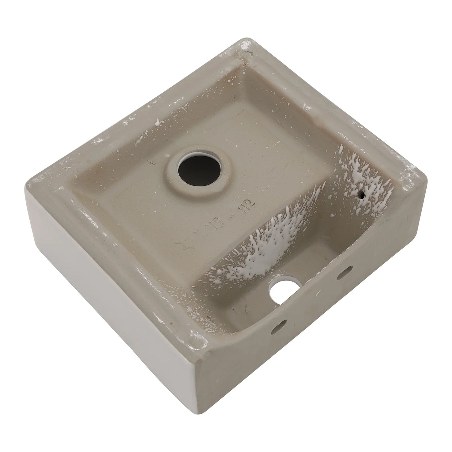 White Ceramic Rectangular Wall Mount Sink With Faucet Hole