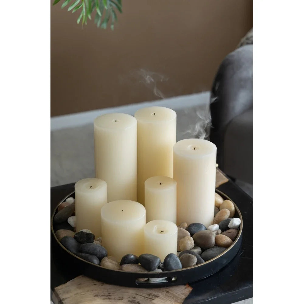 Ivory Soy Wax Pillar Candles 2 Pack Odorless For Weddings