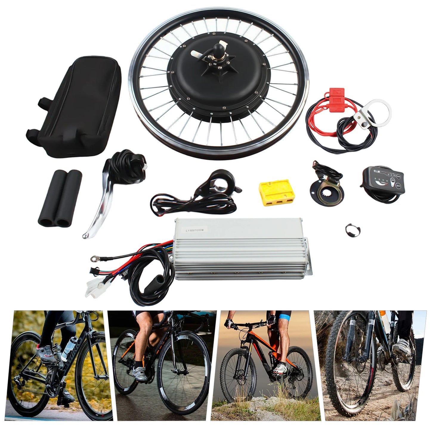 48V 1000W Ebike Conversion Kit Rear Wheel For Easy Install