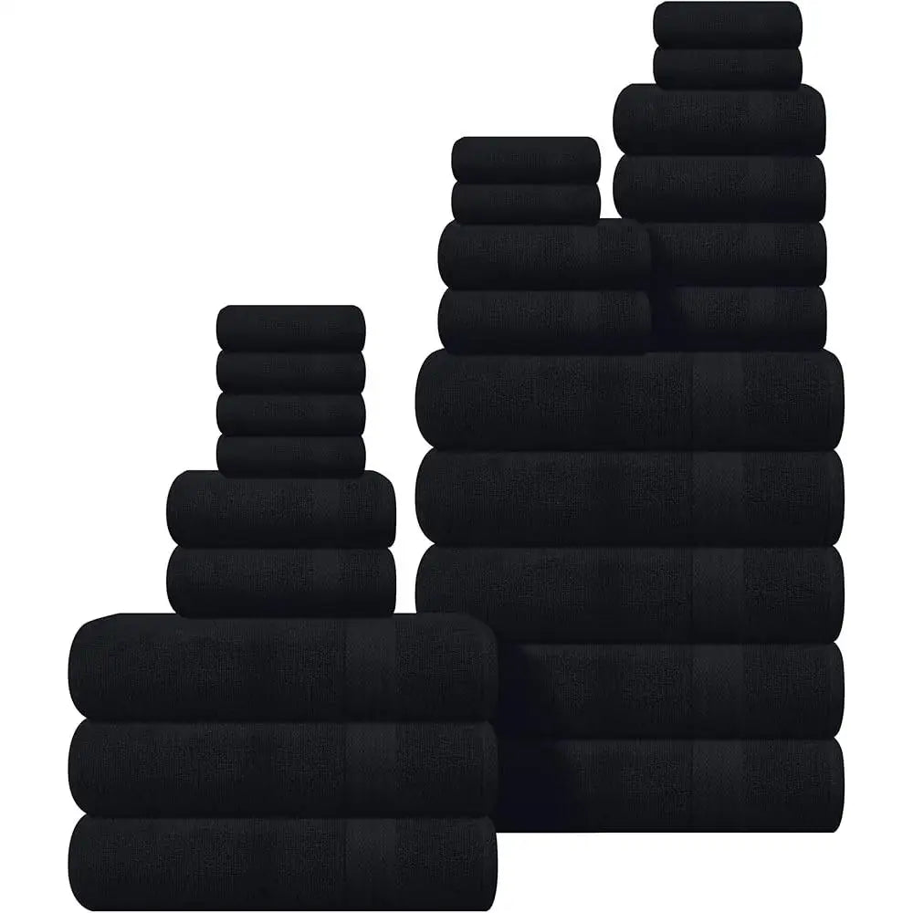 Luxury 24 Piece Pure Cotton Towel Set Quick Dry Bath Towels