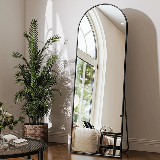 Arched Full Length Floor Mirror 59 By 16 Inch Black Framed