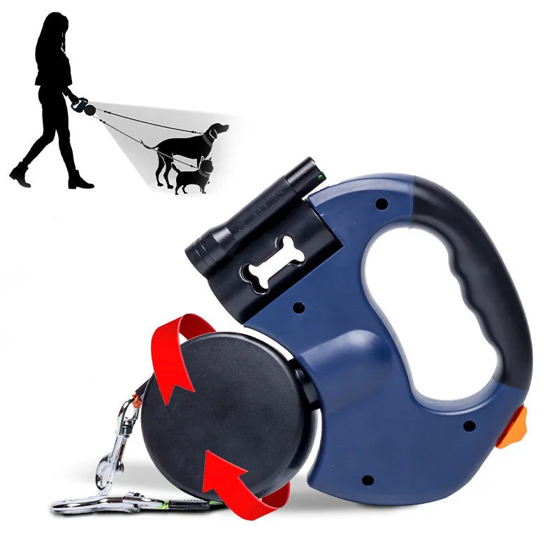 Automatic Retractable Two End Dog Leash With Flashlight 10ft