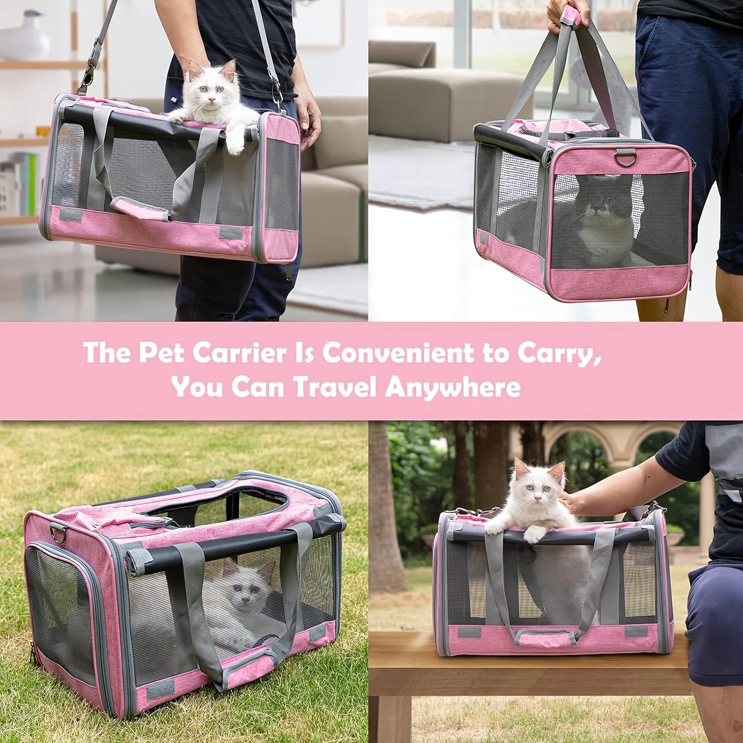 Soft Sided Pet Carrier for Large and Medium Cats and Dogs