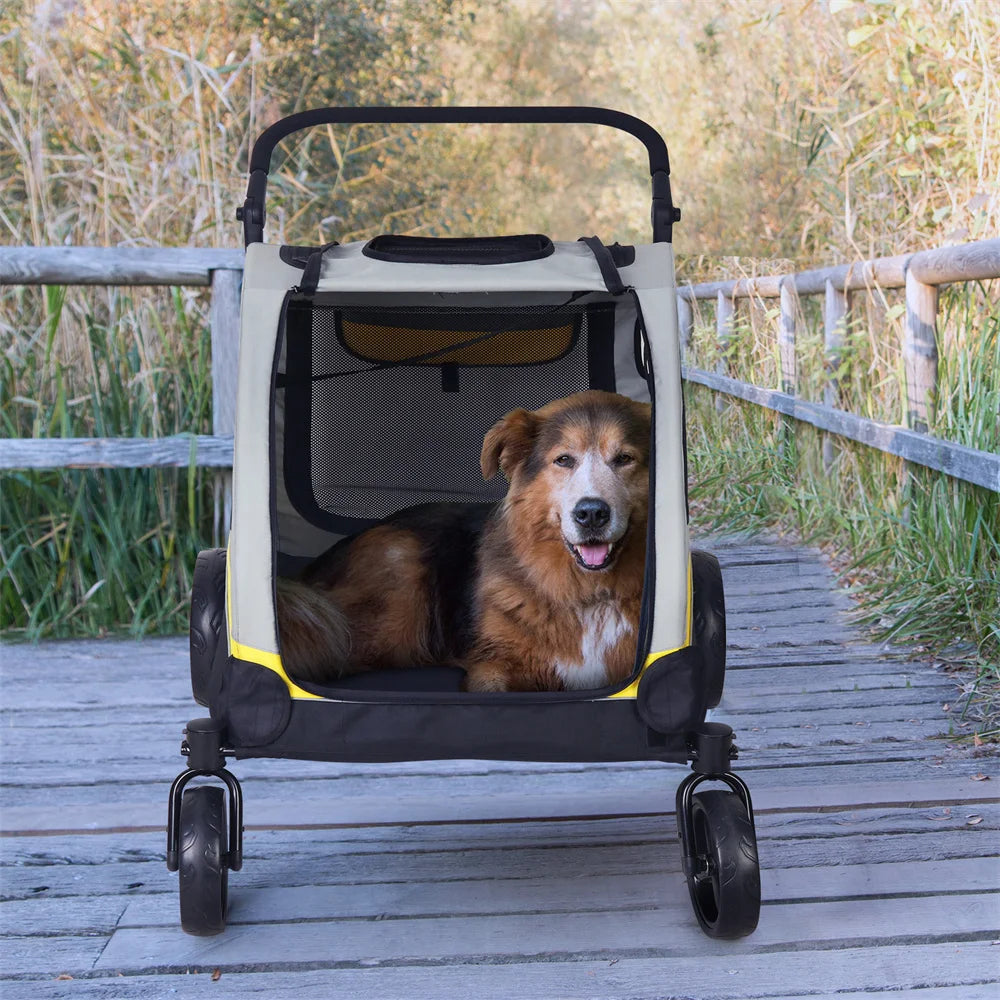 Premium Dog Stroller Pram 4 Wheel Foldable Cart Travel Jogger For Small Medium Large Dogs