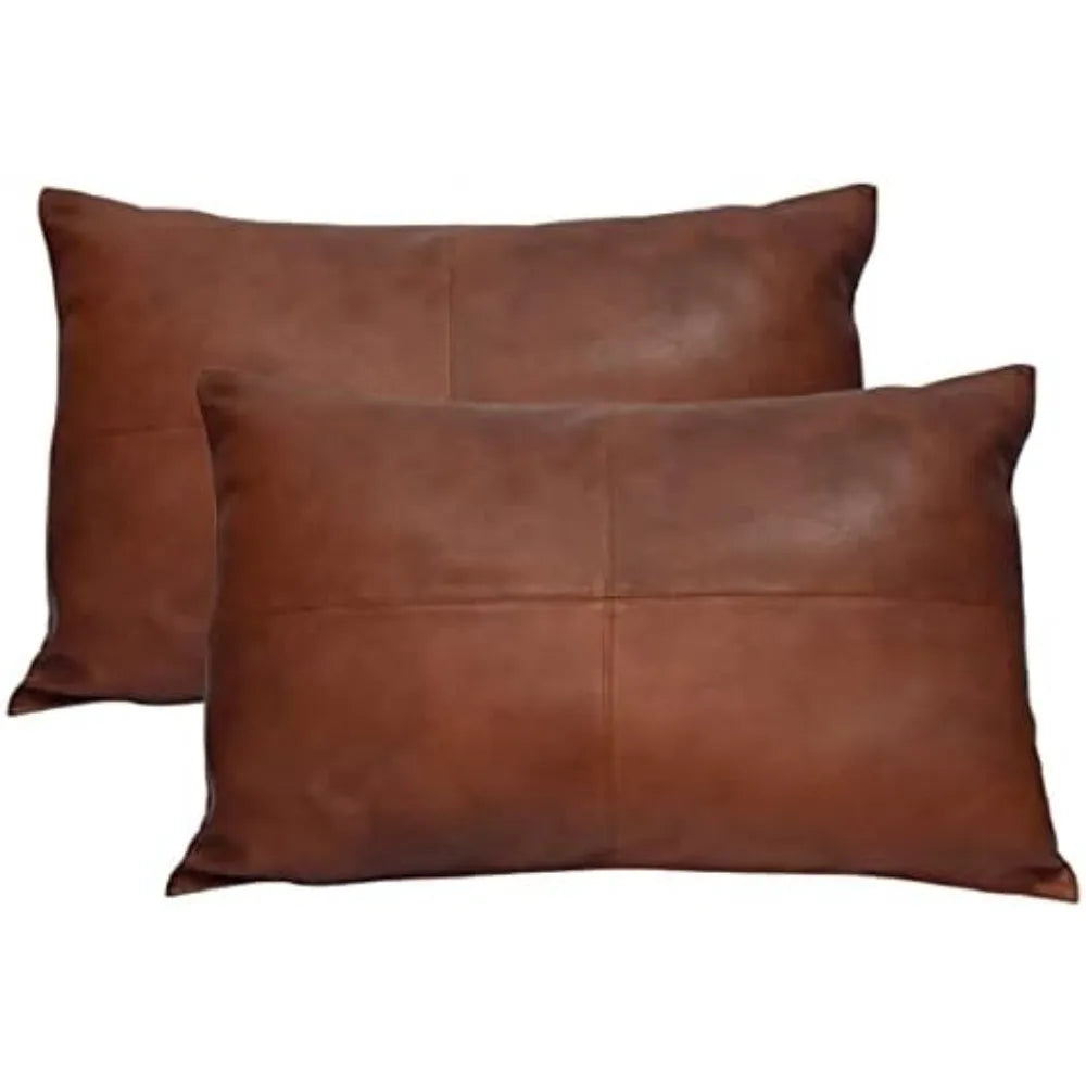 Lambskin Leather Pillow Cover Dolly Lamb Sofa Cushion Case 12x20 Living Room