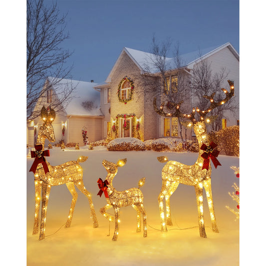 Indoor Outdoor Christmas Deer Family Set With LED Lights