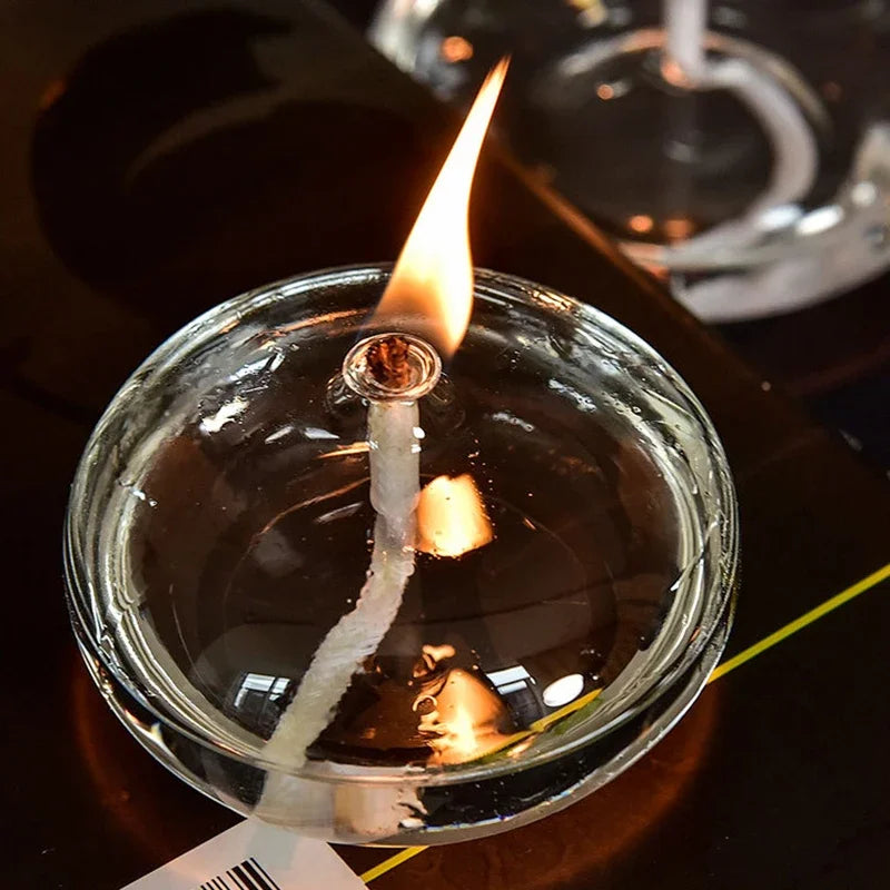 Transparent Glass Candlestick Oil Lamp for Rustic Christmas