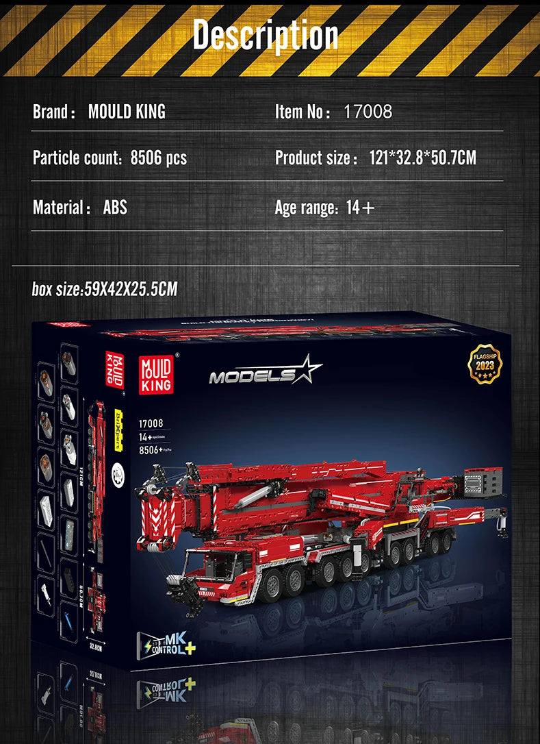 Mould King 17007 17008 Motorized Crane Building Block Set for Kids