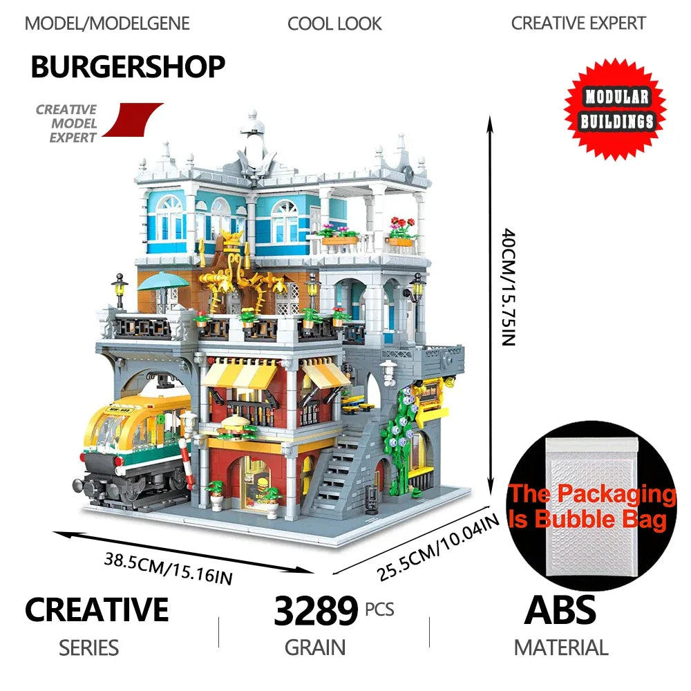 Big Bang Modular City Building Block Set Street View Coffee Shop 4335 Pieces