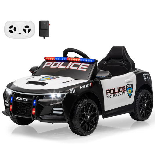 12V Police Ride On Car For Kids With Remote Control Lights Tones Music