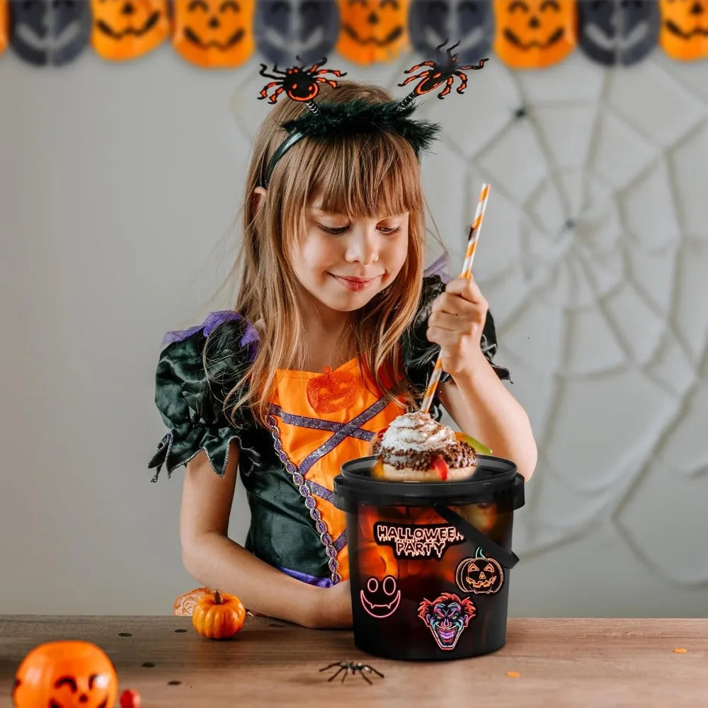 Halloween Candy Buckets 32oz Trick Or Treat Baskets Lid