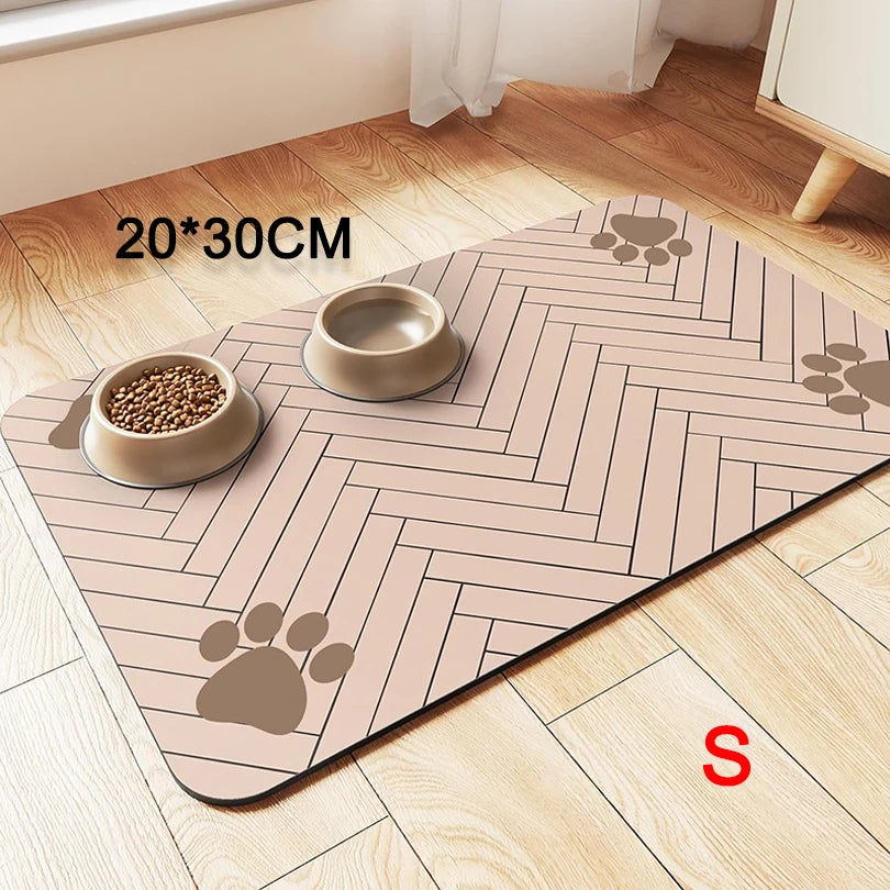 Pet Feeding / Placemat for Food and Water Bowl, with Waterproof Rubber Backing, Quick Dry Water Mat for Dog Cat