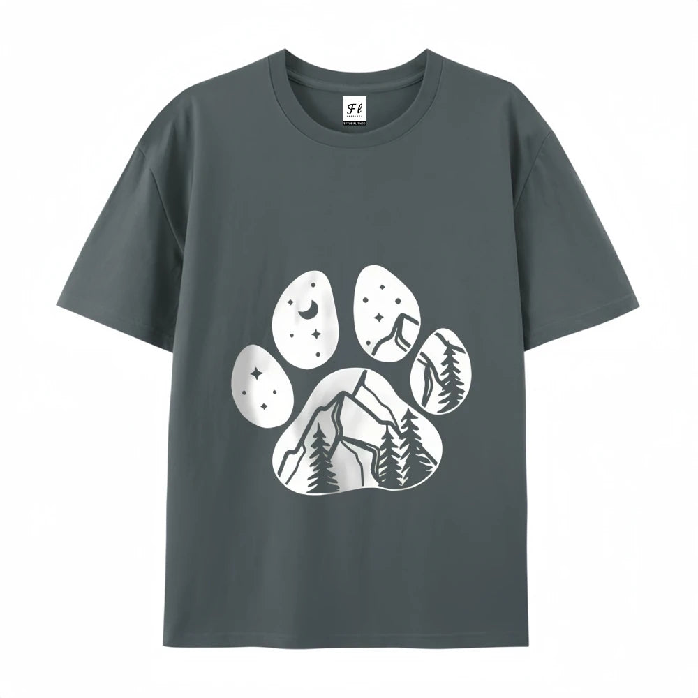 90s White Short Sleeve Y2K Harajuku Graphic Tee Women Dogs Paw Print Mom