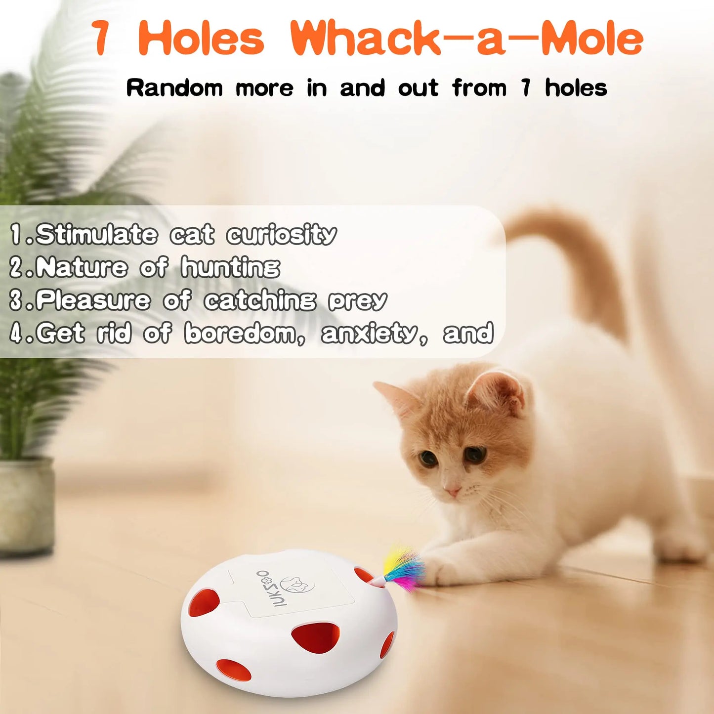 INKZOO Interactive Cat Toys For Indoor Cats Whack A Mole