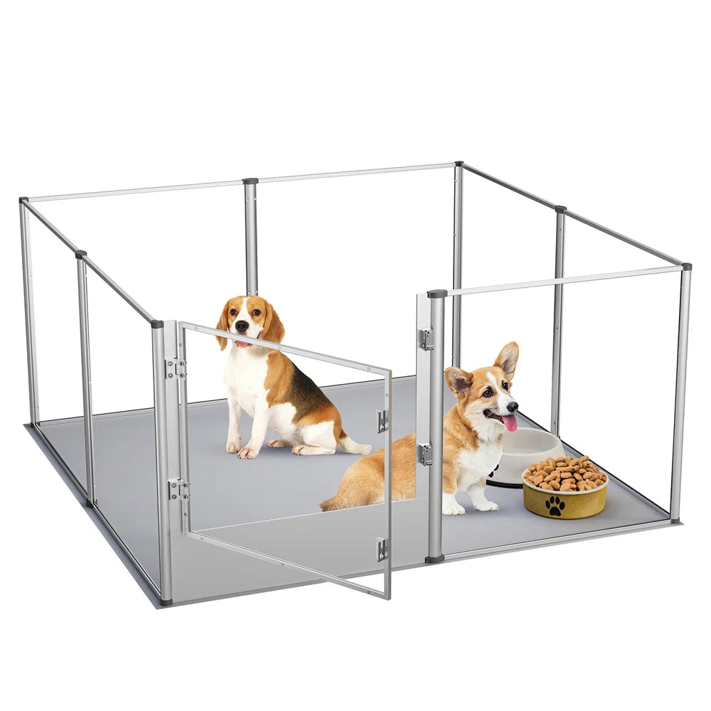Extra Large Dog Playpen Acrylic Enclosure Pet Animal Fence Bunny Ferrets Whelping Box with Waterproof Pad