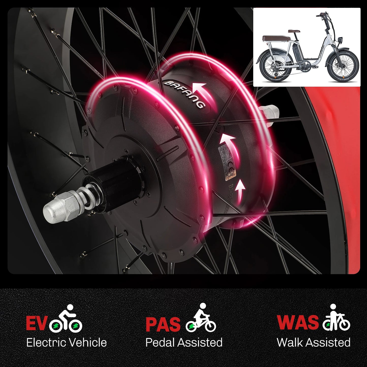 Bafang 750W Ebike Conversion Kit Rear Hub Motor For FatBike