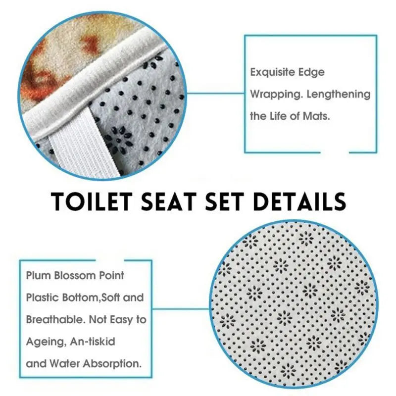 Four Piece Floral Polyester Bathroom Accessory Set Non Slip