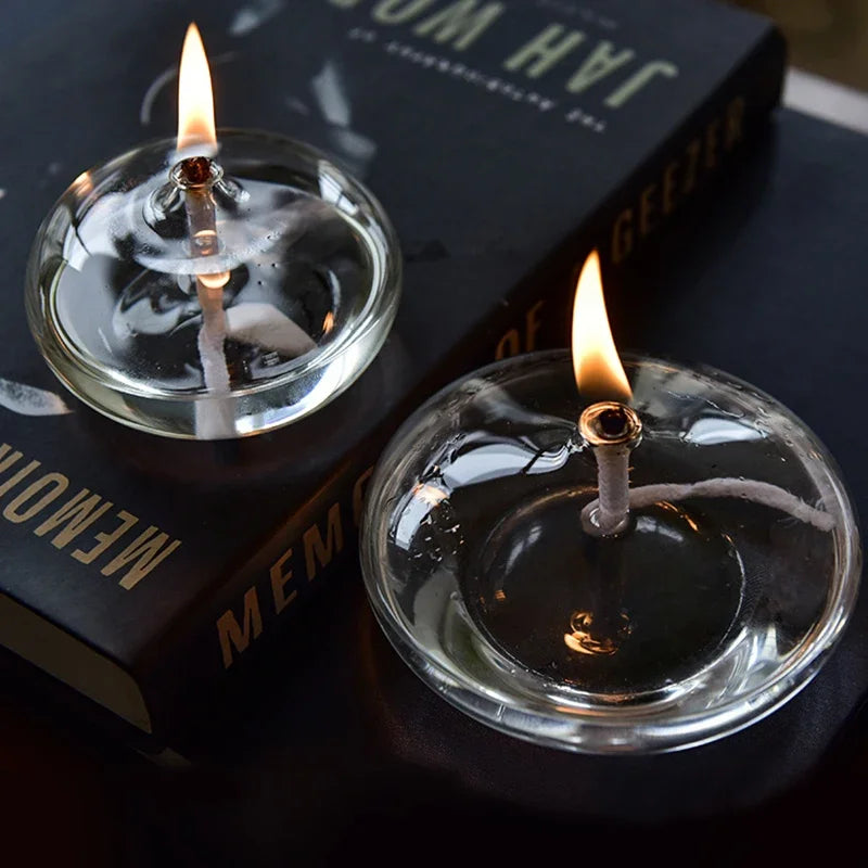 Transparent Glass Candlestick Oil Lamp for Rustic Christmas