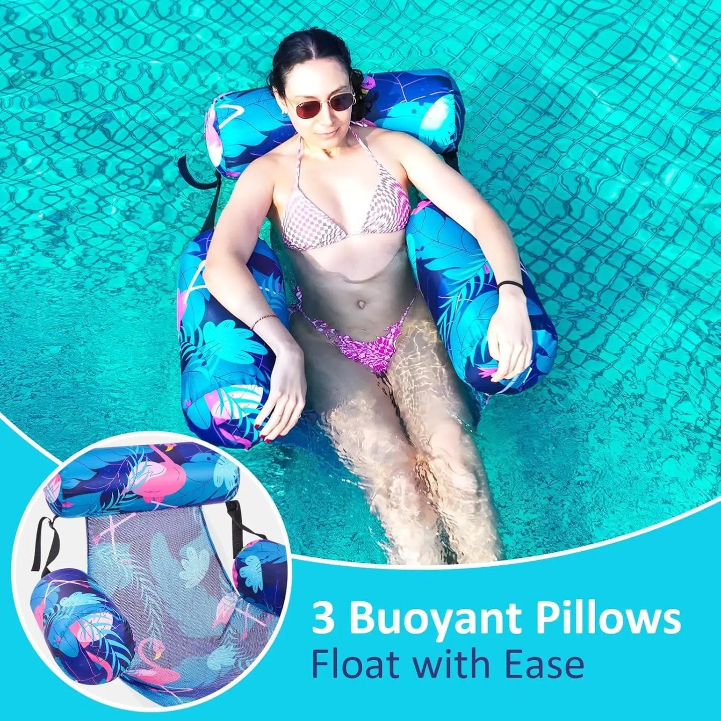 2 Pack Inflatable Pool Float Chairs for Adults With Backrests