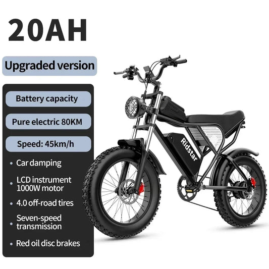 RidstarQ20 2000W Dual Motor Mountain E Bike 52V 40Ah