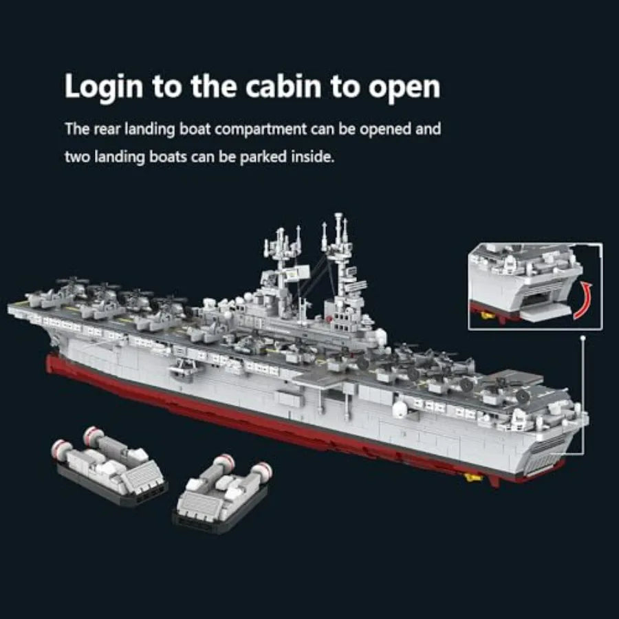 M7024 Navy Warship Brick Set 1 To 300 Wasp Class Aircraft Carrier 5220 Pieces