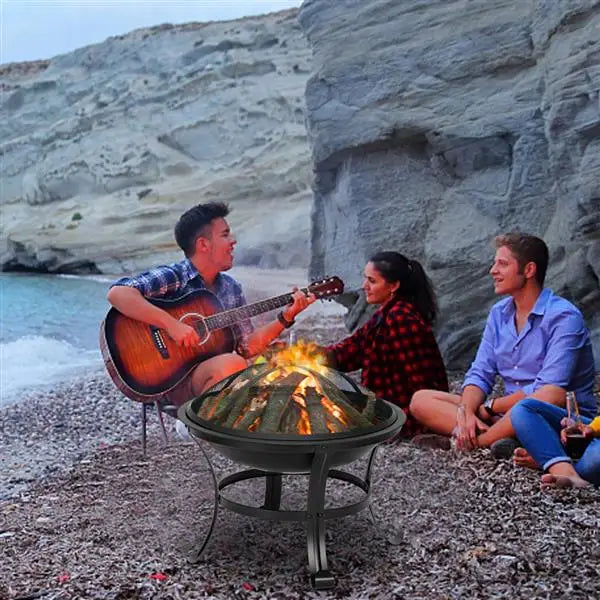 22 Inch Curved Feet Iron Brazier Wood Burning Fire Pit