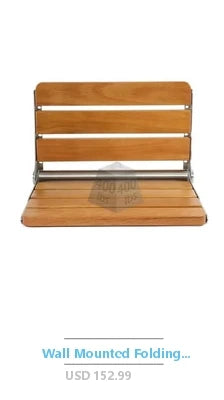Teak Wood Wall Mounted Foldable Shower Seat 200Kg Capacity