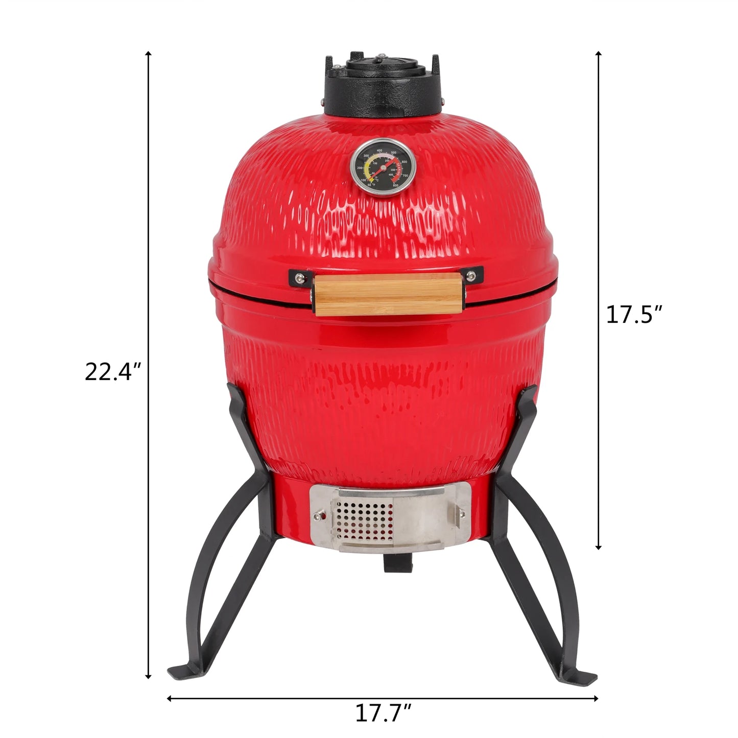 Round Kamado Charcoal Grill 13 Inch Ceramic Asador Orange Outdoor Barbecue