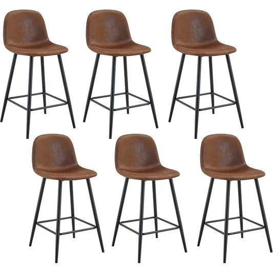 6 Piece Modern Bar Stool Set Upholstered Fabric with Metal Legs Backrest