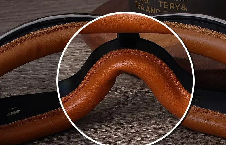 Motorcycle Glasses Windproof Leather Retro Sunglasses Universal Folding Frames