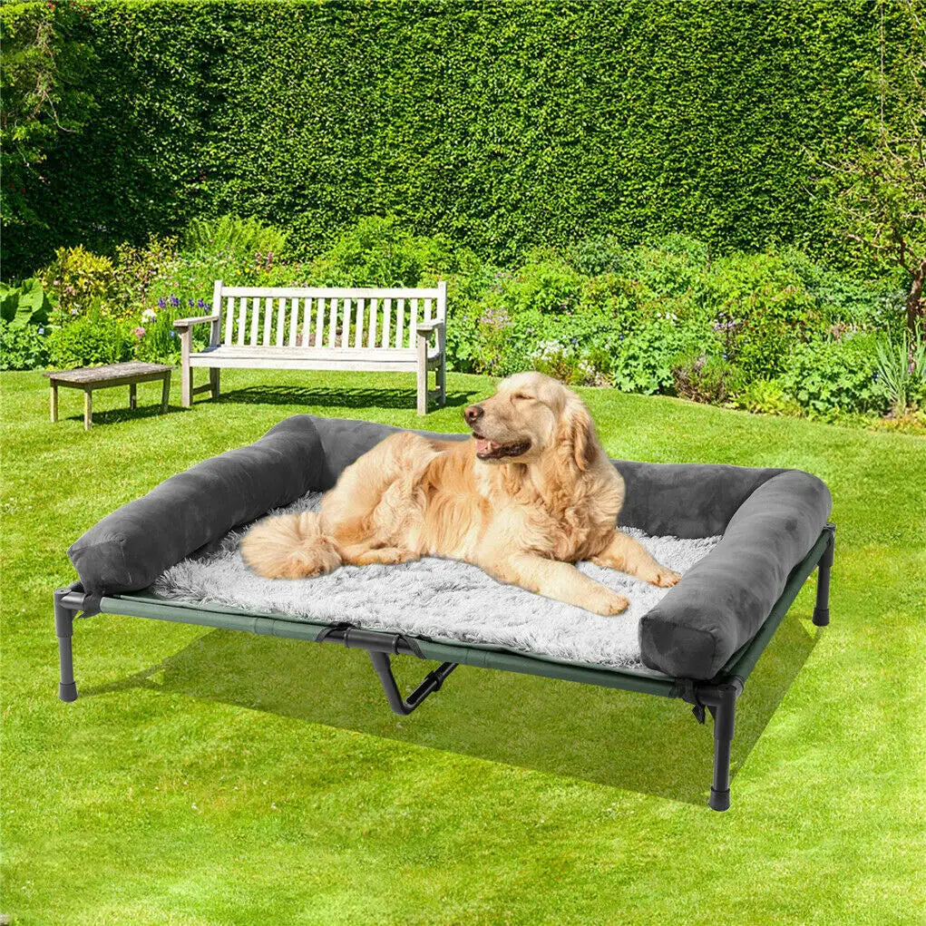 Elevated Dog Bed IndoorOutdoor Lounger L XL 2XL With Detachable Bolster Cooling