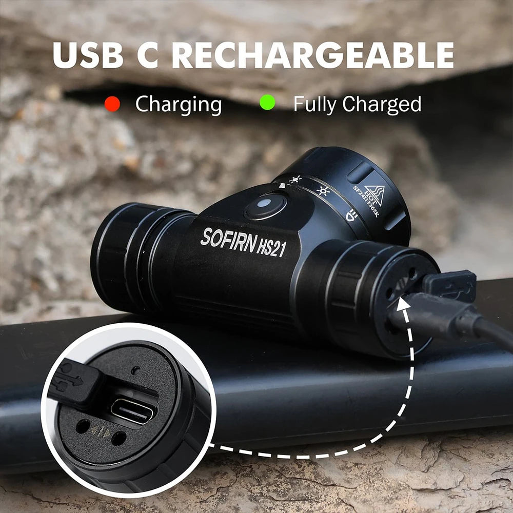 Sofirn HS21 2000lm EDC Headlamp SFT40 USB C 18650 LED