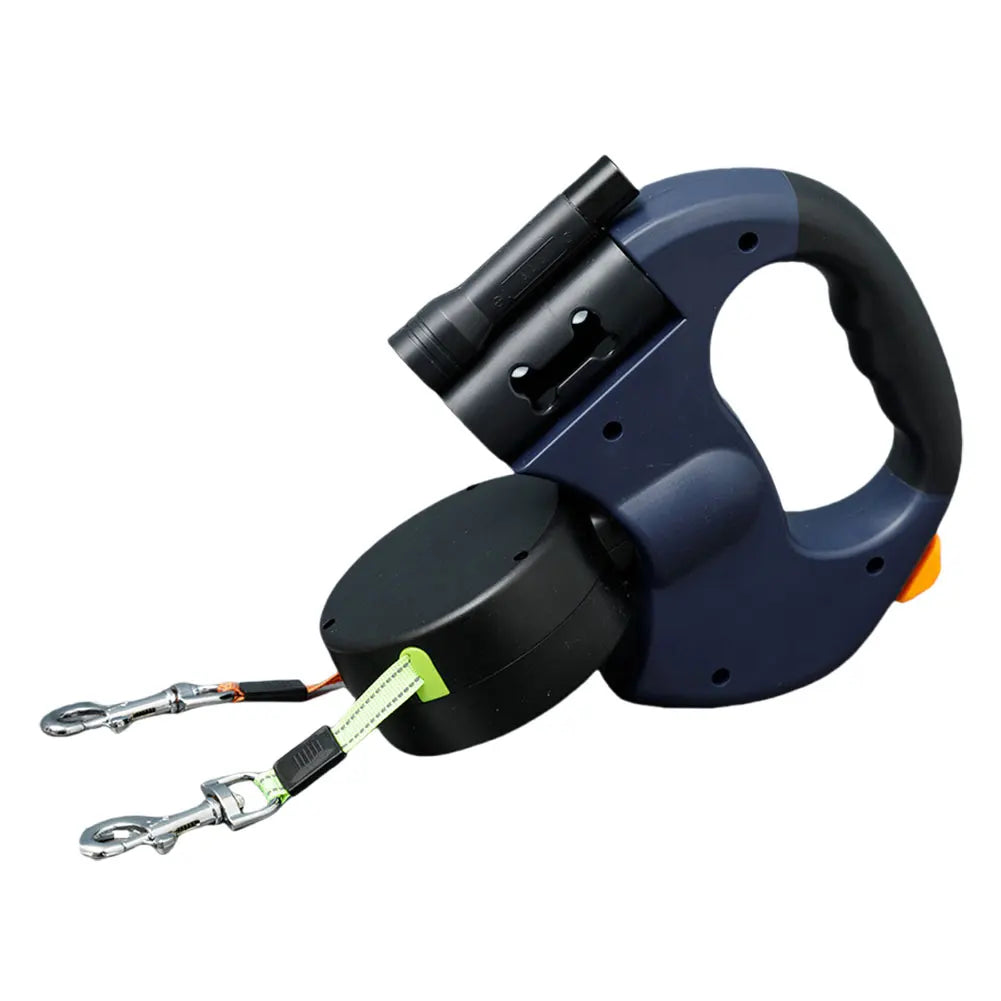 Double Headed Dog Leash With LED Light Traction Rope For Small And Medium Dogs