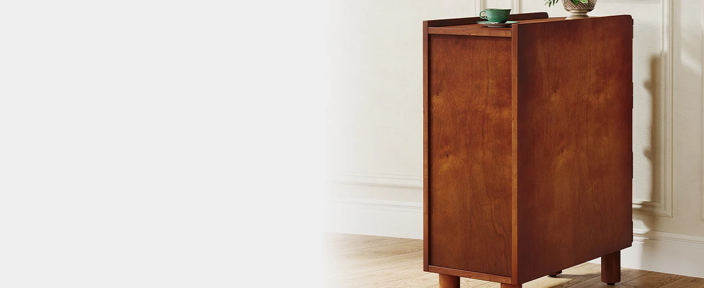 Solid Wood End Table Nightstand Vintage Embossed Handles