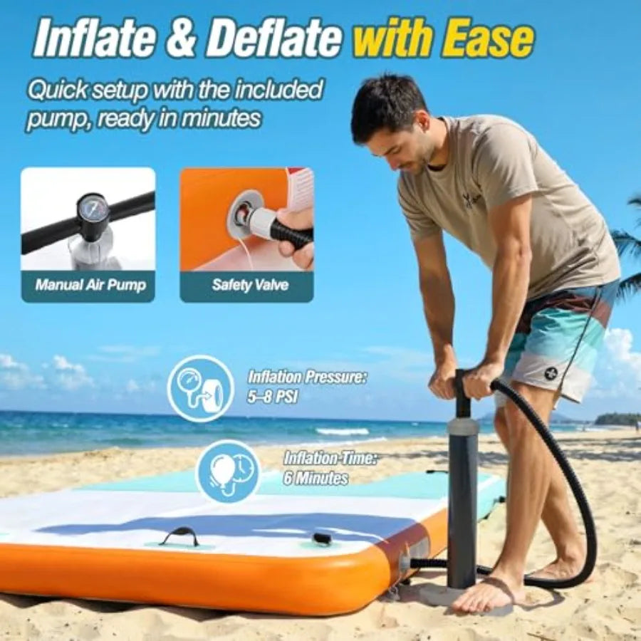 Inflatable Floating Dock With Water Ramp For Lake Pool Family Four To Six People