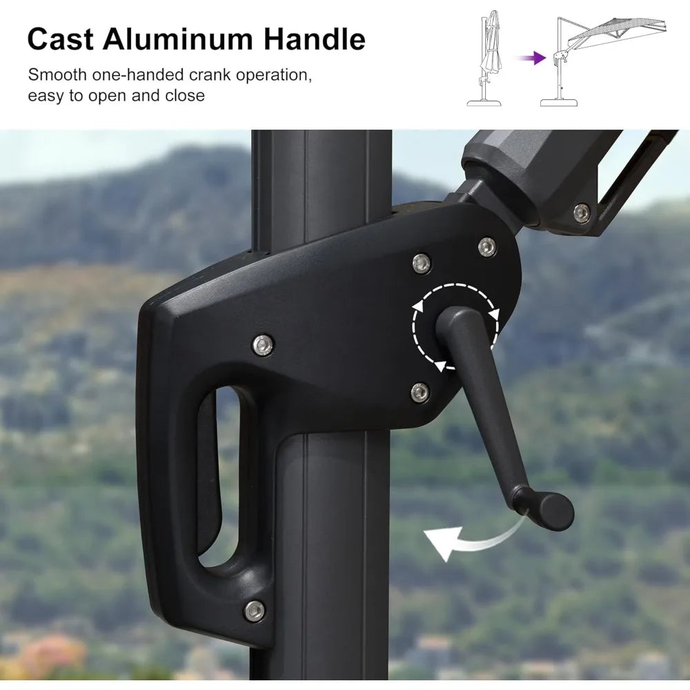 8.2 By 11.5 Feet Rectangular Left Tilt Cantilever Patio Umbrella Aluminum Offset