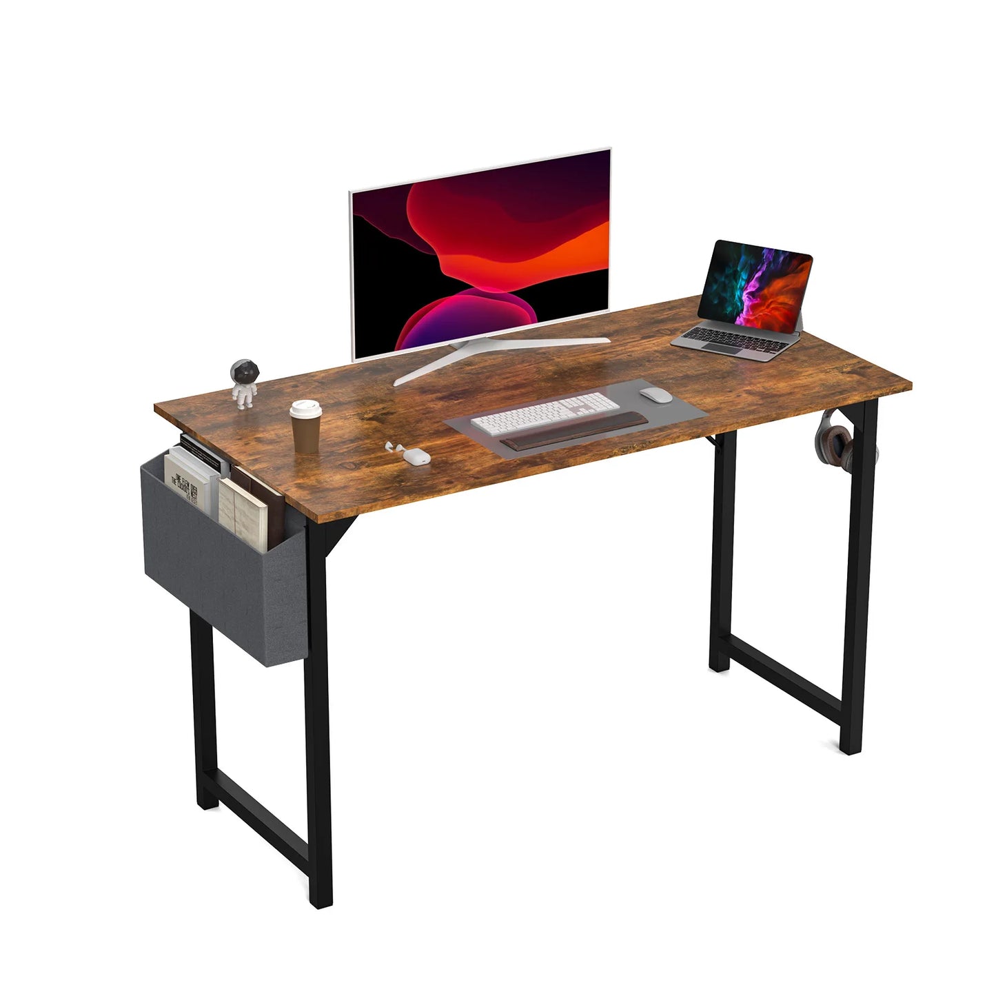 JHK Computer Desk Study Table With Side Bag And Headphone Hook Easy Assembly