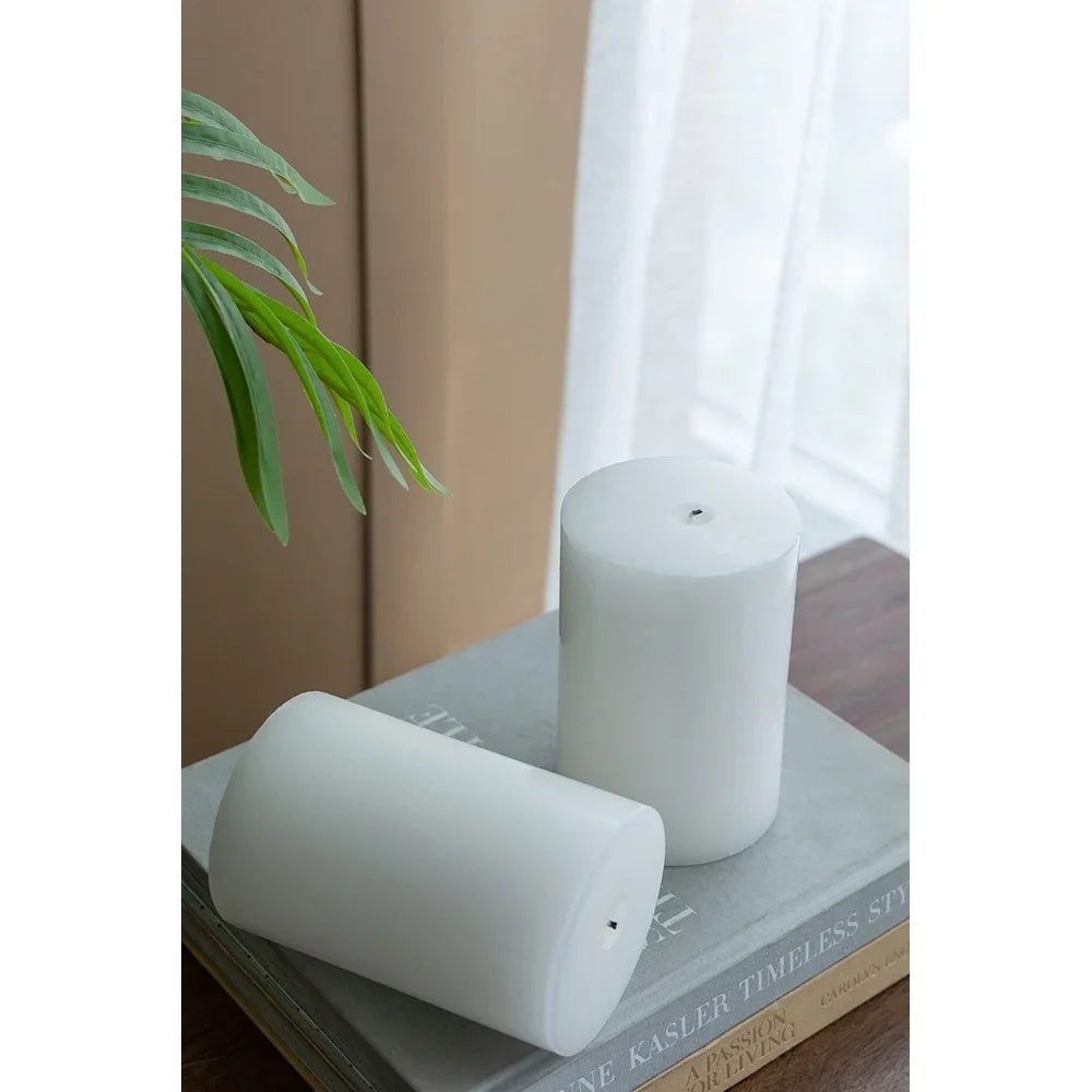 Ivory Soy Wax Pillar Candles 2 Pack Odorless For Weddings