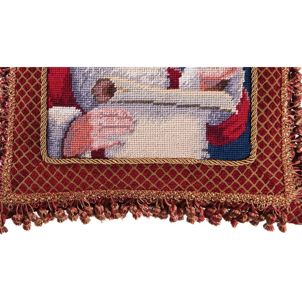 C and F Home Santa's List Needlepoint Christmas Pillow 16 Inch x 16 Inch Blue