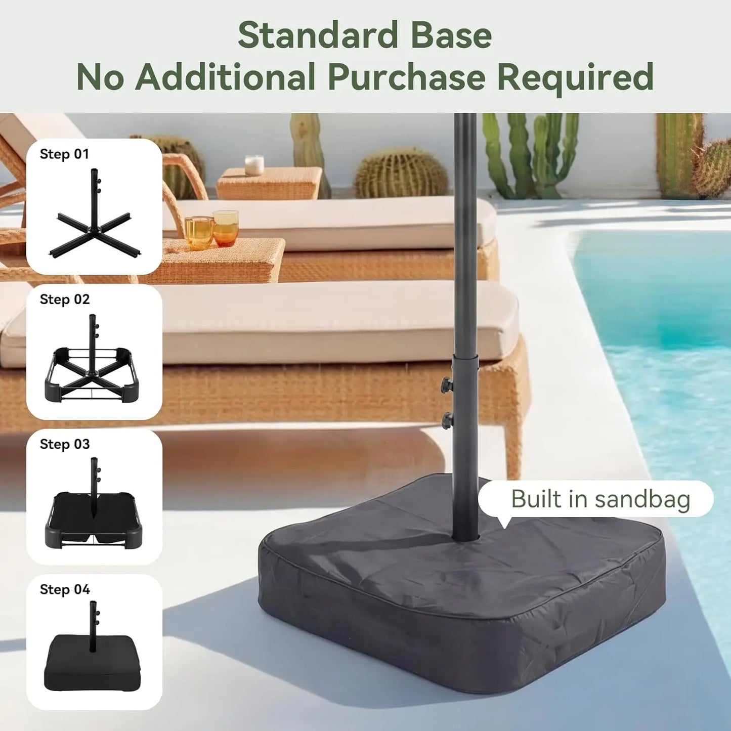 15 Foot Patio Umbrella With Base Included Outdoor Rectangular Umbrella