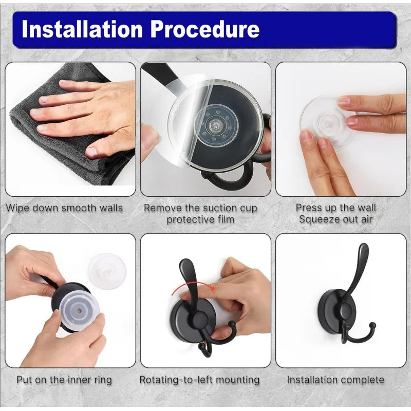 Suction Cup Adhesive Coat Hooks Glass Door Shower Bathroom