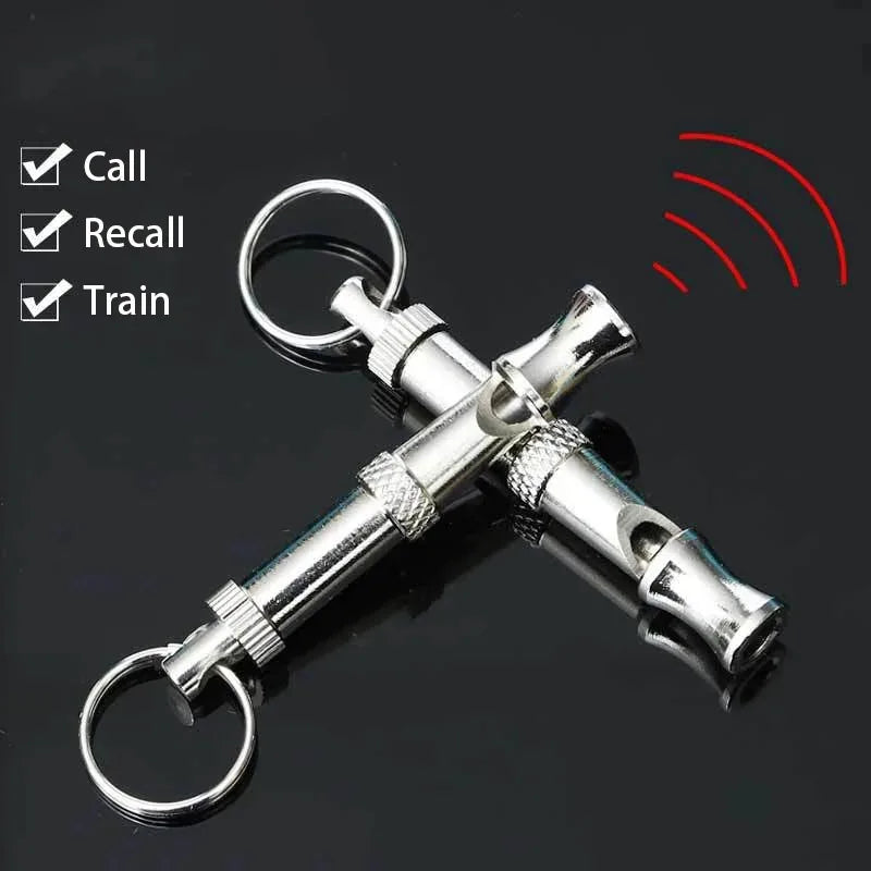 Stainless Steel Ultrasonic Dog Training Whistle Silent Bark Control Keychain