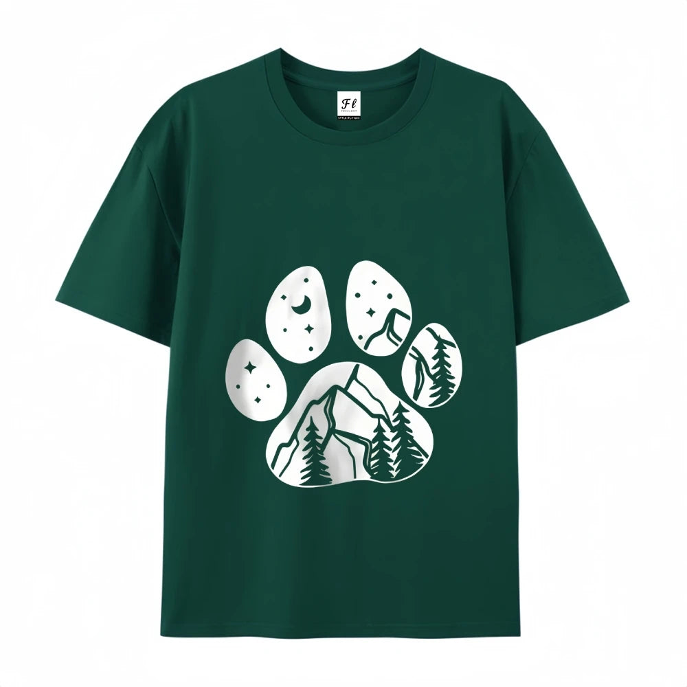 90s White Short Sleeve Y2K Harajuku Graphic Tee Women Dogs Paw Print Mom