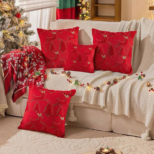 Christmas Tree 3D Plush Backrest Cushion Cover for Sofa