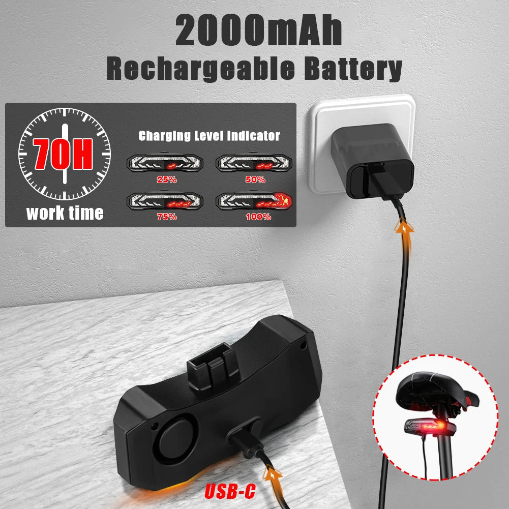 Elecpow Smart Bike Taillight Anti Theft Alarm With Remote