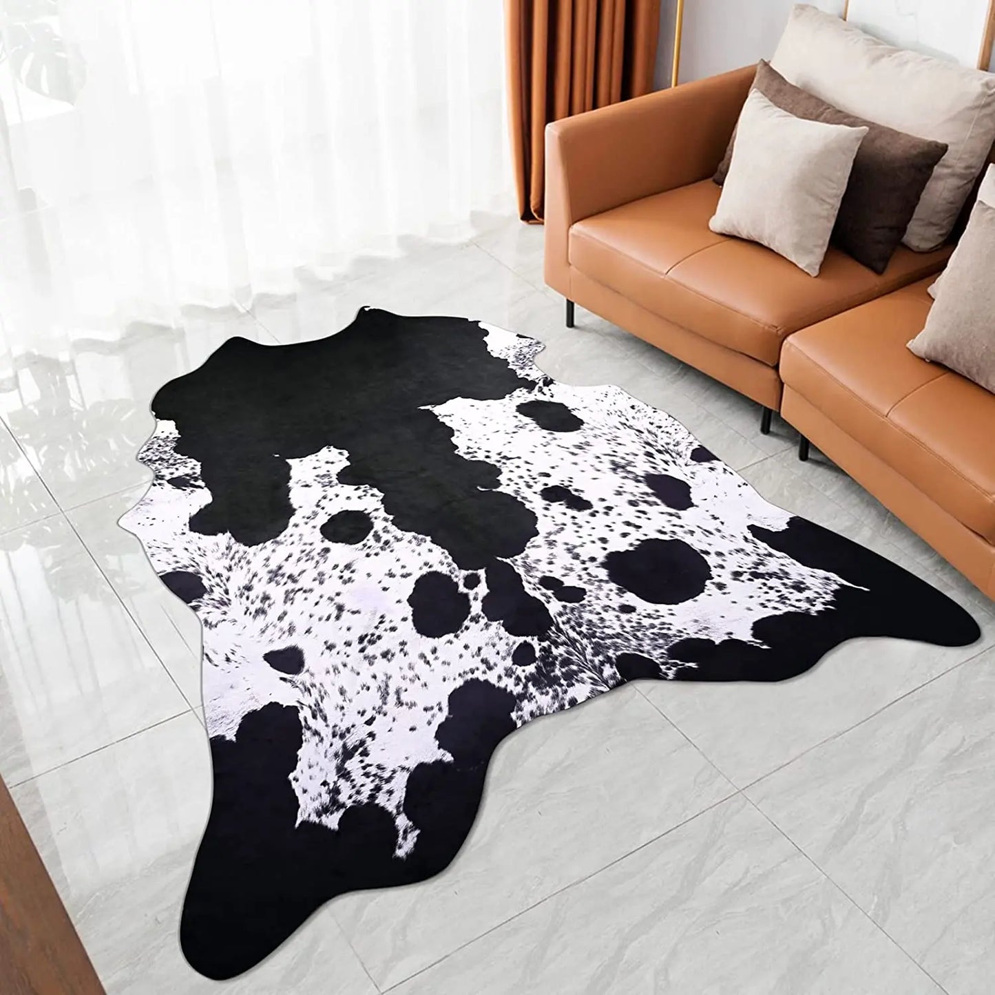 American Style Animal Print Faux Fur Cowhide Rug for Bedroom Living Room Carpet Home Decoration Floor Mats