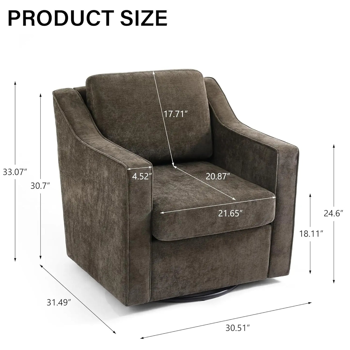 Two Seat Round Barrel Arm Chair Textile With Metal Frame And Adjustable Height