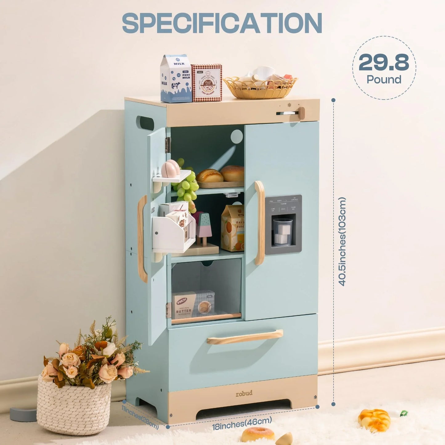 Robotime Robud Wooden Kitchen Washer Playset For Kids Blue