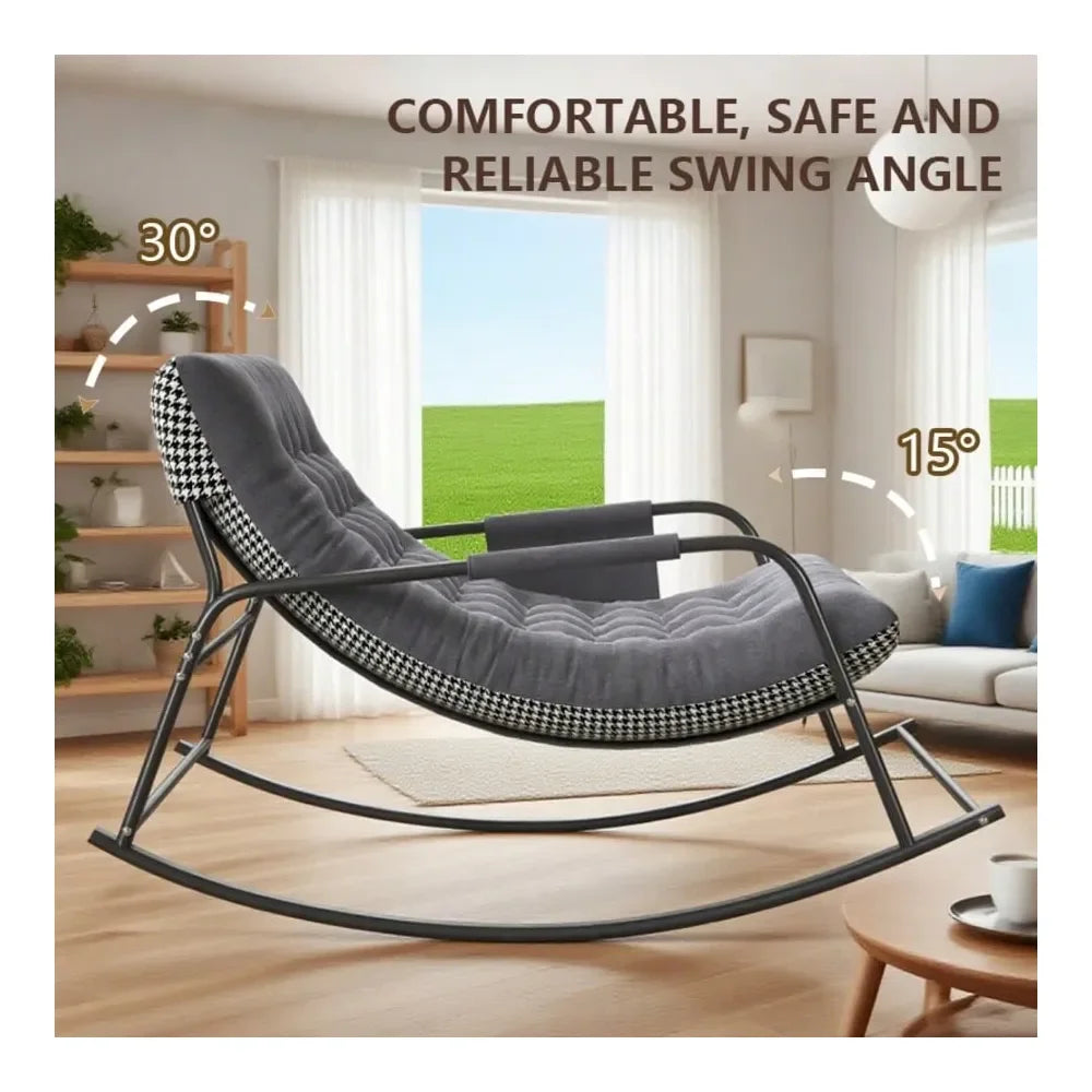 Oversized Papasan Rocking Chair With Cushioned Armrests For Living Room Patio